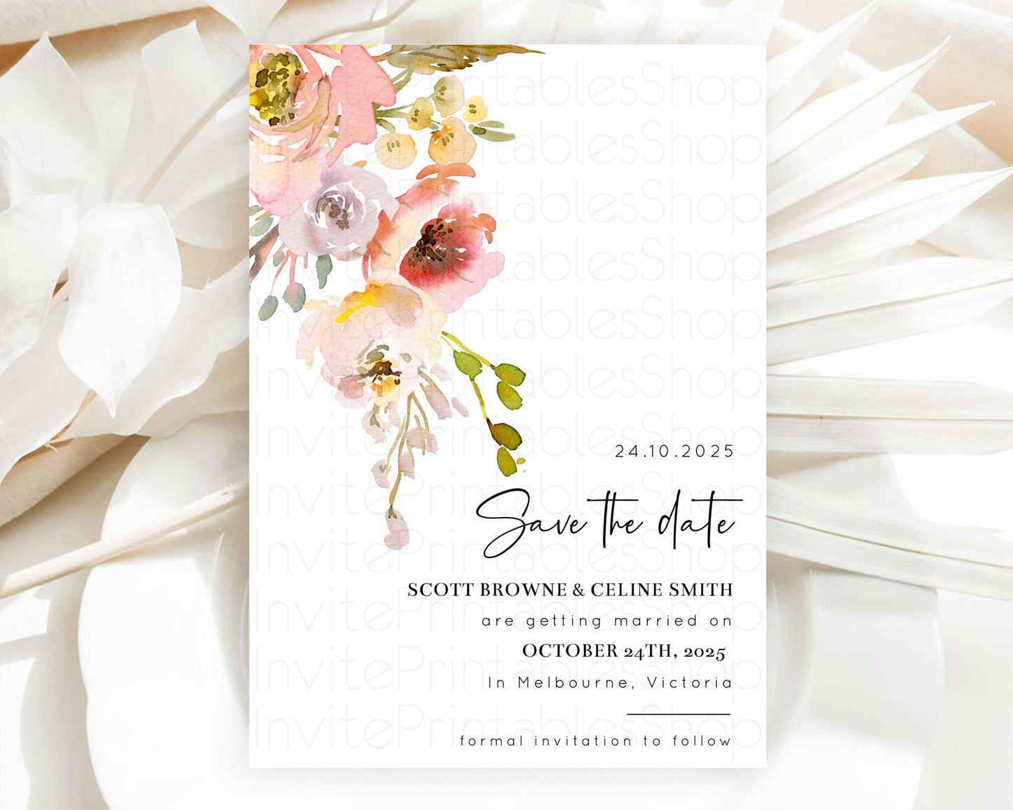 Wildflower Save The Date Template Secret Garden Save The Date Pastel Floral Garden Party Boho Flowers Birthday Baby Shower Wedding D10194