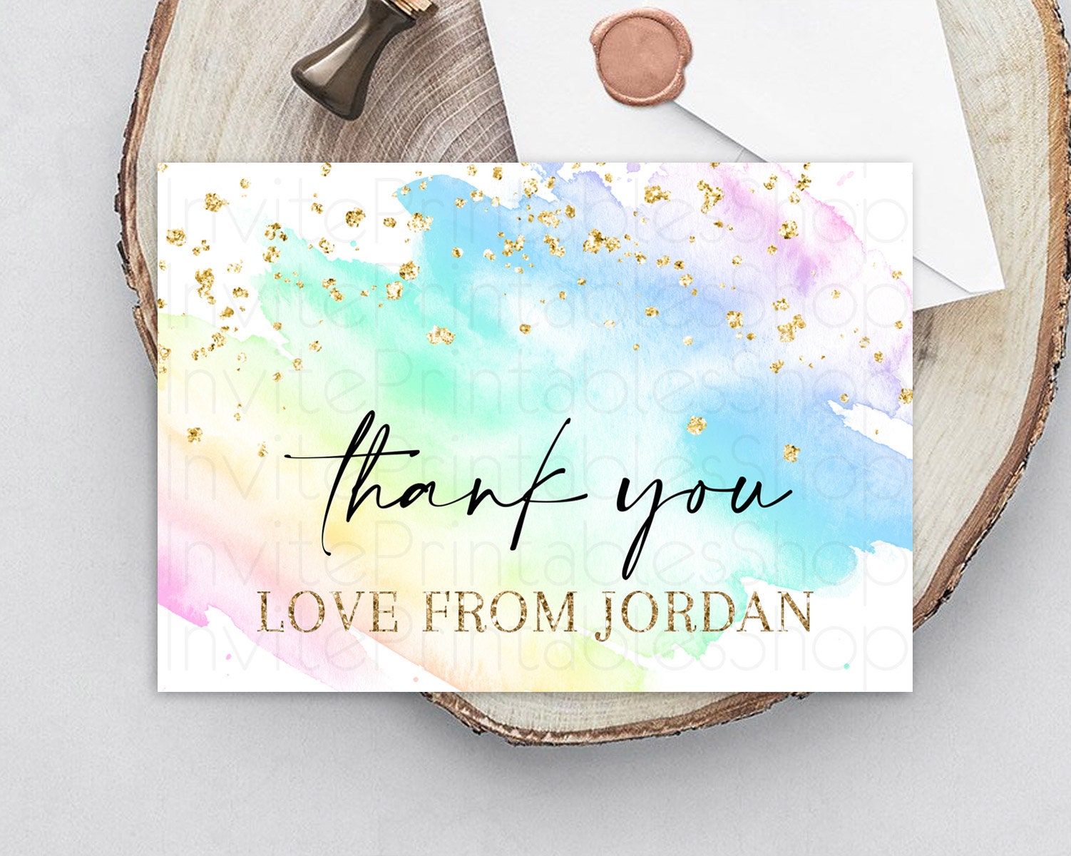 Editable Pastel Thank You Rainbow Thank You Card Colorful Pastel Birthday Th