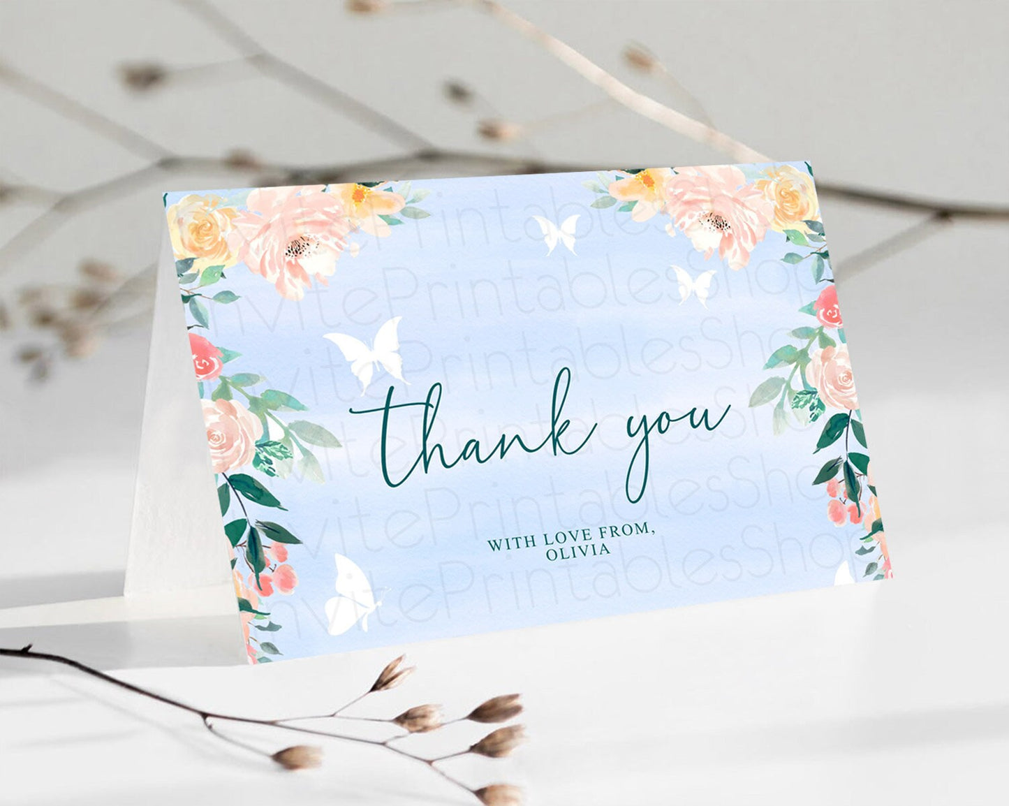 Secret Garden Thank You Wildflower Thank You Card Pastel Flower Garden Birthday Thank You Card Boho Floral Teacher Thank You Card D10337