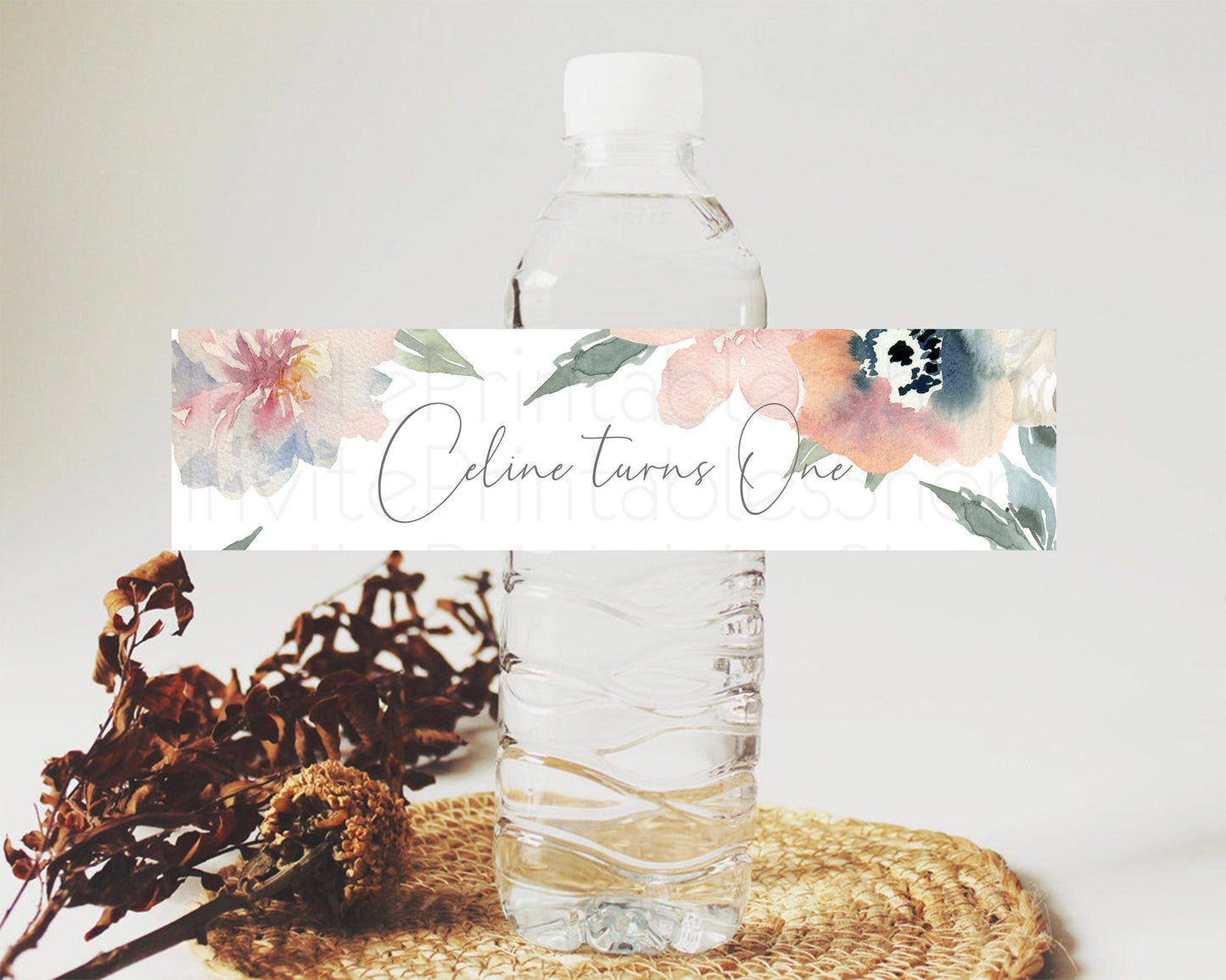 Wildflower Water Label Template Secret Garden Water Label Pastel Floral Garden Party Decor Boho Flowers Birthday Baby Shower Wedding D10787