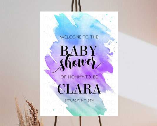 Editable Pastel Baby Shower Welcome Sign Pastel Rainbow Welcome Sign Colorfu