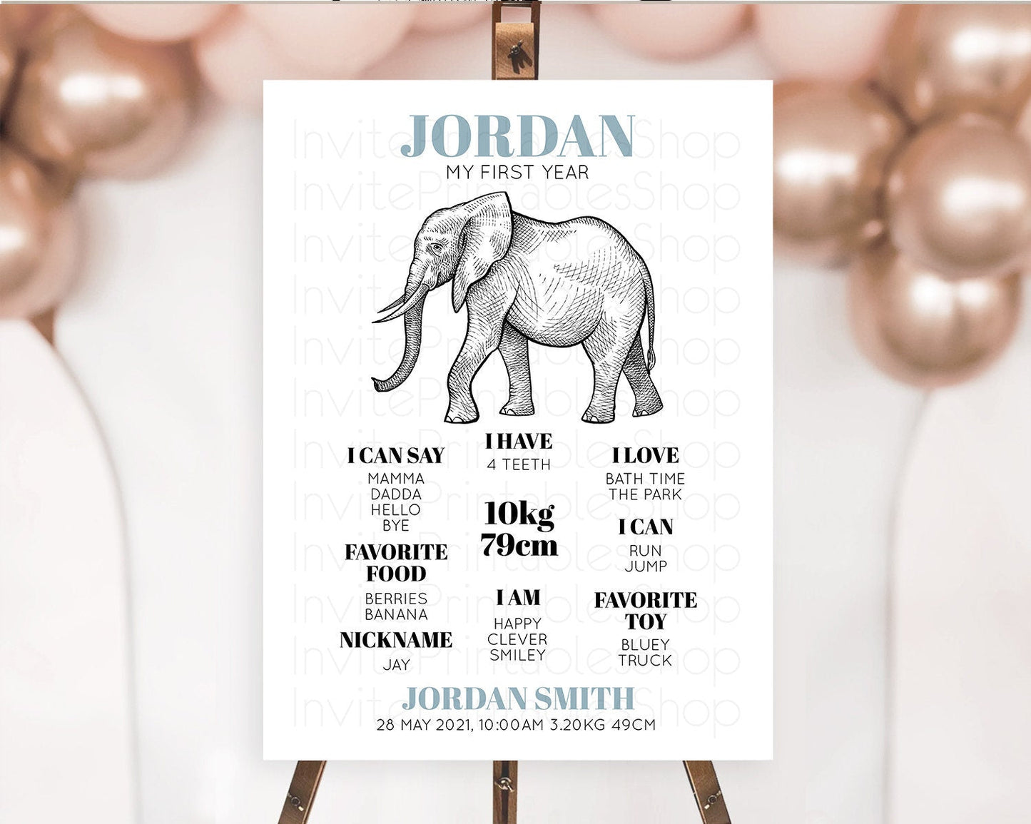 Elephant First Birthday Milestone Board Elephant Milestone Poster One Wild Year Safari Adventure Elephant Zoo Birthday Welcome Sign D10248