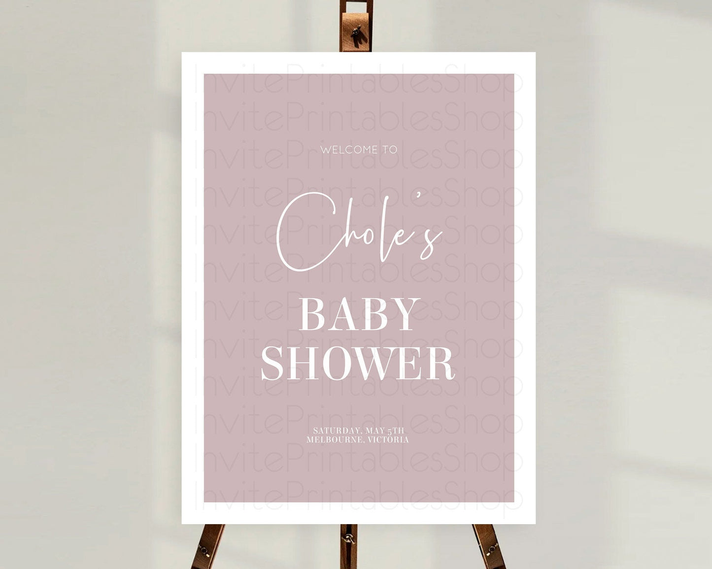 Pink Baby Shower Welcome Sign Plain Pink Welcome Board Minimalist Pastel Pink Welcome Poster Modern Pink Minimal Welcome Sign D10936