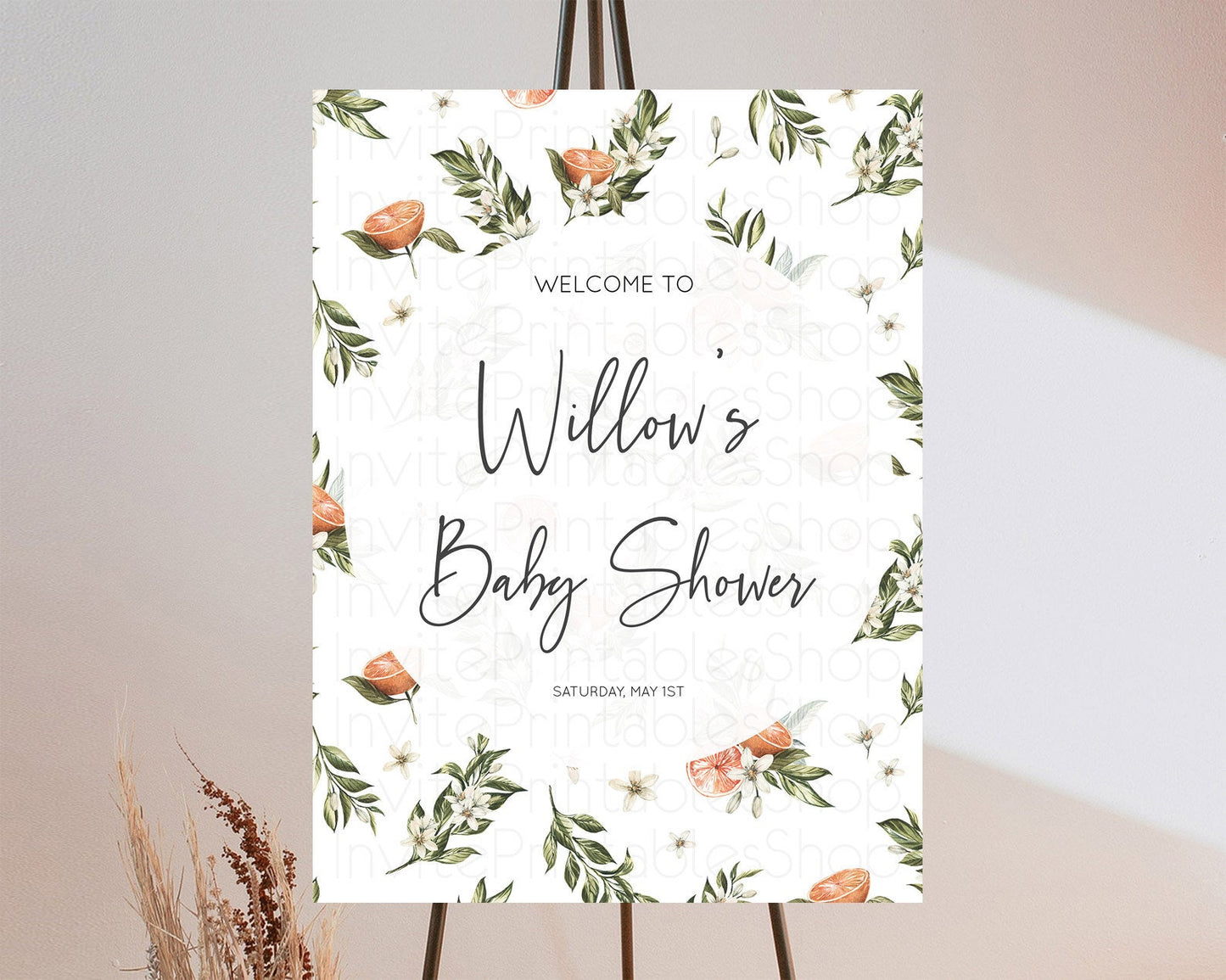 Editable Citrus Baby Shower Welcome Sign Lemon Welcome Sign Orange Welcome S