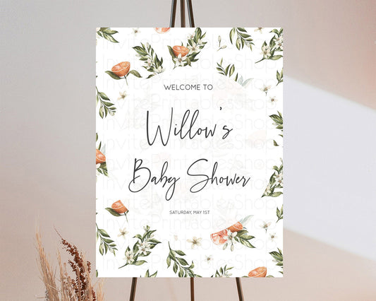 Editable Citrus Baby Shower Welcome Sign Lemon Welcome Sign Orange Welcome S