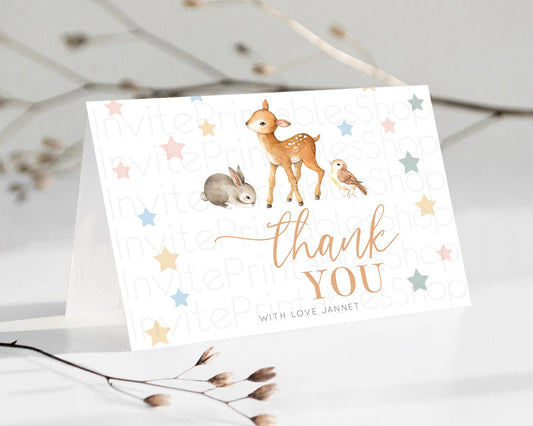 Editable Fawn Thank You Deer Thank You Card Pastel Floral Deer Birthday Than