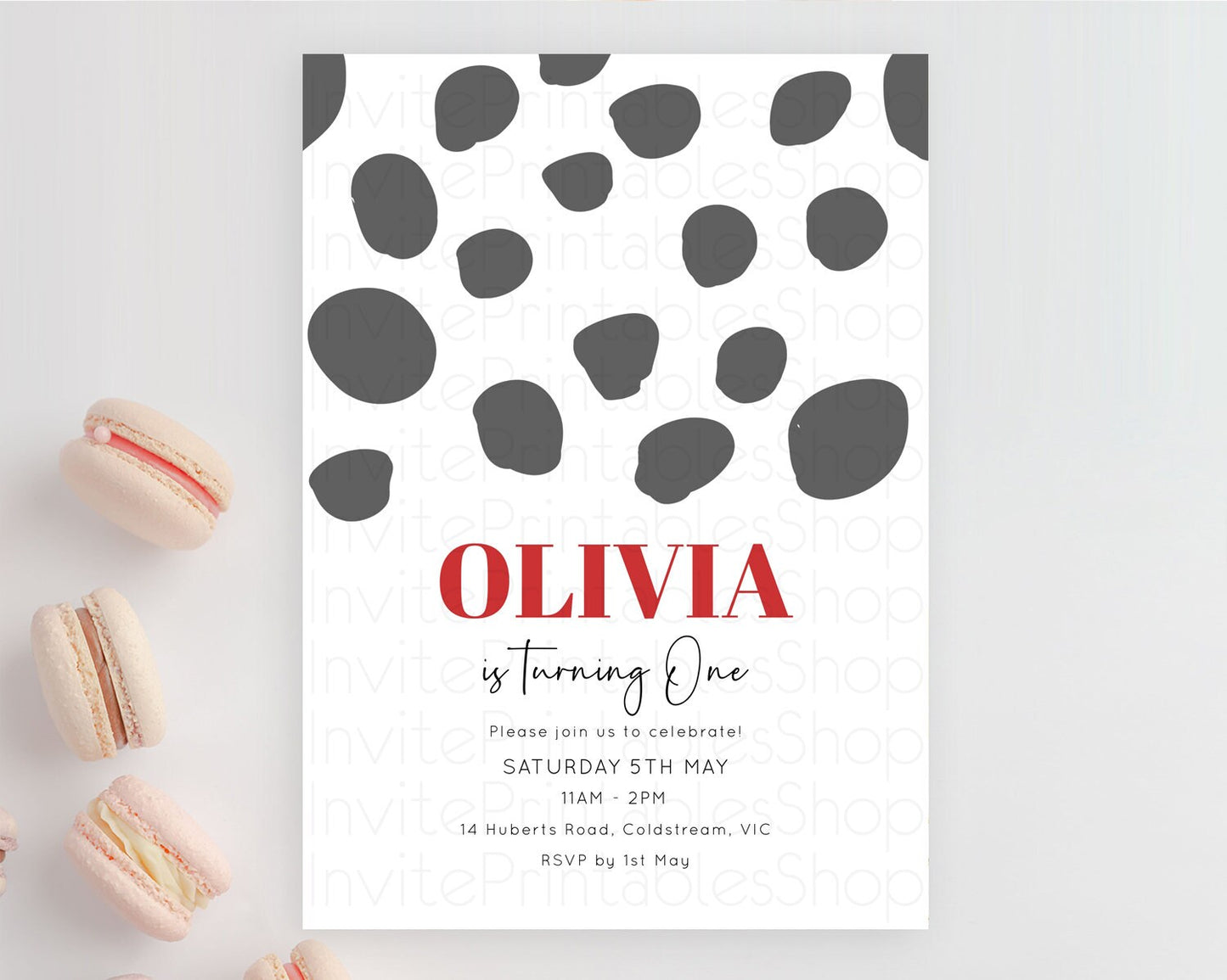 Dalmatian Birthday Invitation Dalmatian Invitation Dalmatian Birthday Red Black Spots Dalmatian Party Invites 2nd 1st First Birthday D10738