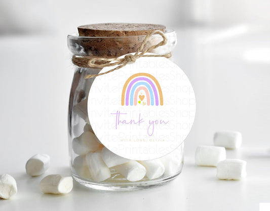 Editable Pastel Rainbow Thank You Tags Boho Rainbow Thank You Gift Tags Rain