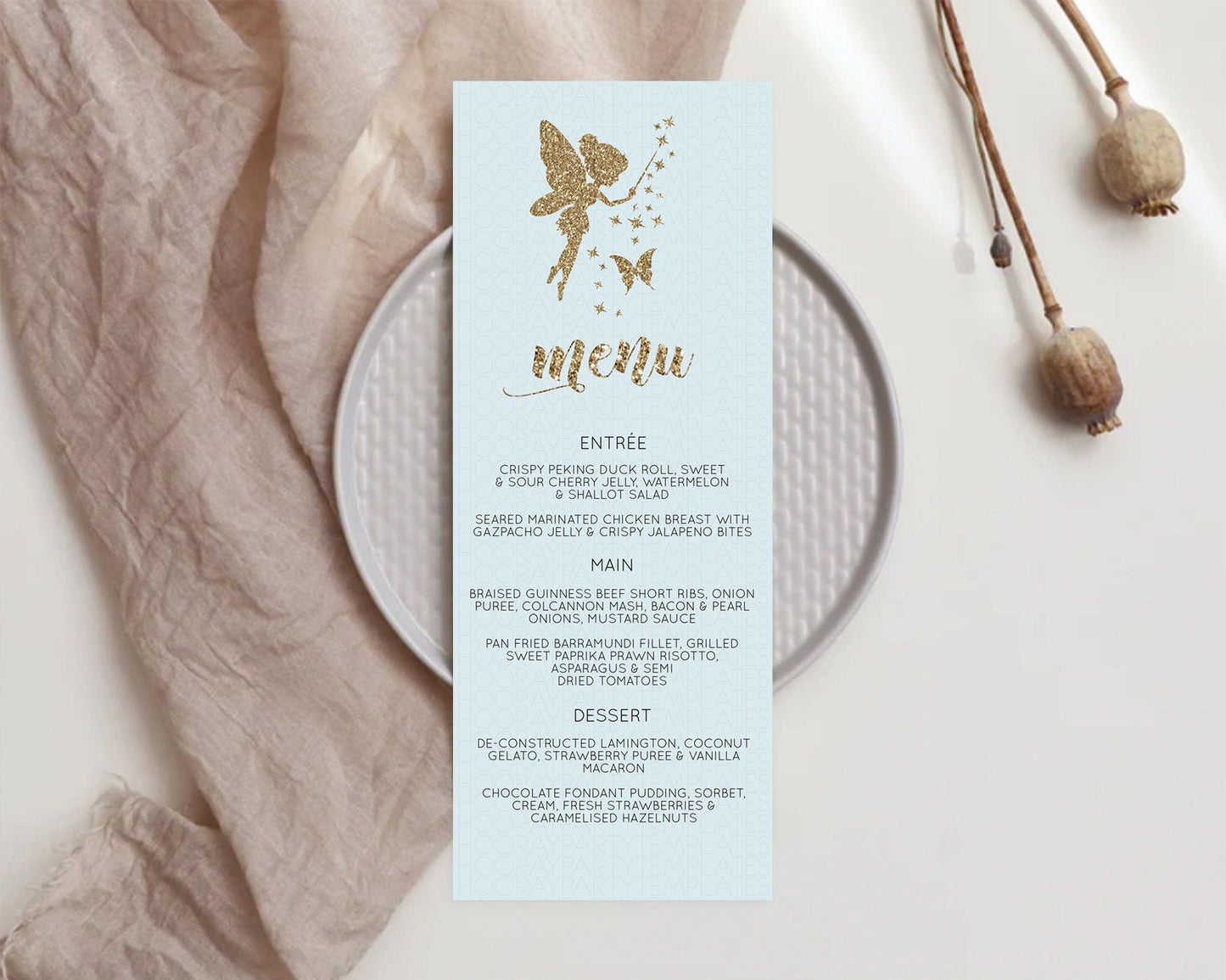 Fairy Menu Fairy Menu Template Enchanted Garden Pastel Floral Butterfly Table Decor Fairy Secret Garden Dinner Dessert Food Menu D10907