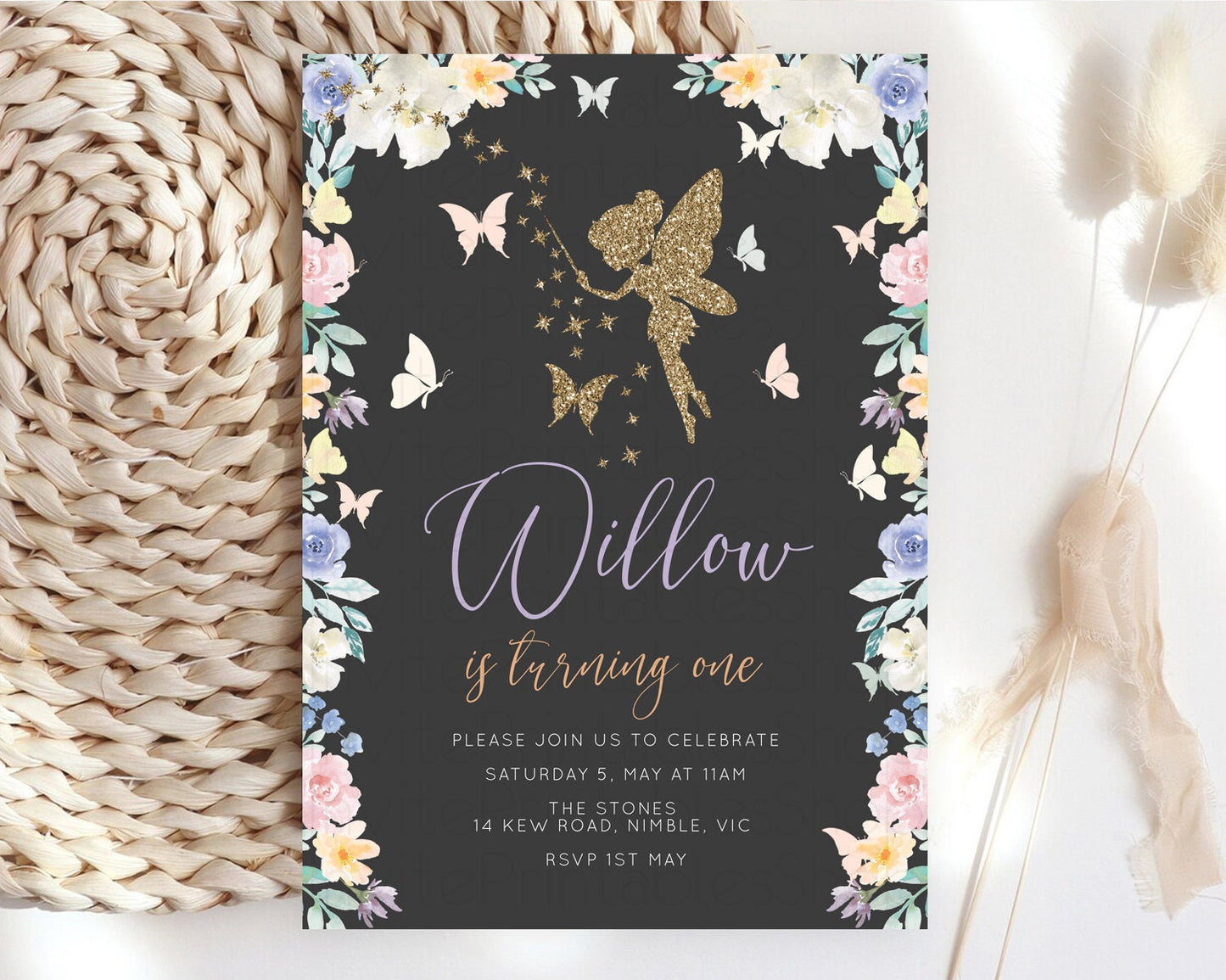 Editable Fairy Birthday Invitation Fairy Invites Fairy Tea Party Fairy Garde