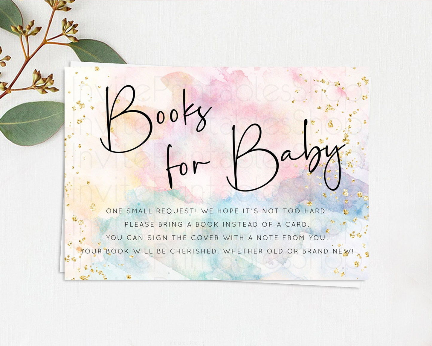 Pastel Books For Baby Card Pastel Rainbow Book Insert Colorful Ombre Watercolor Book Card Confetti Glitter Baby Book Poem Request D10263