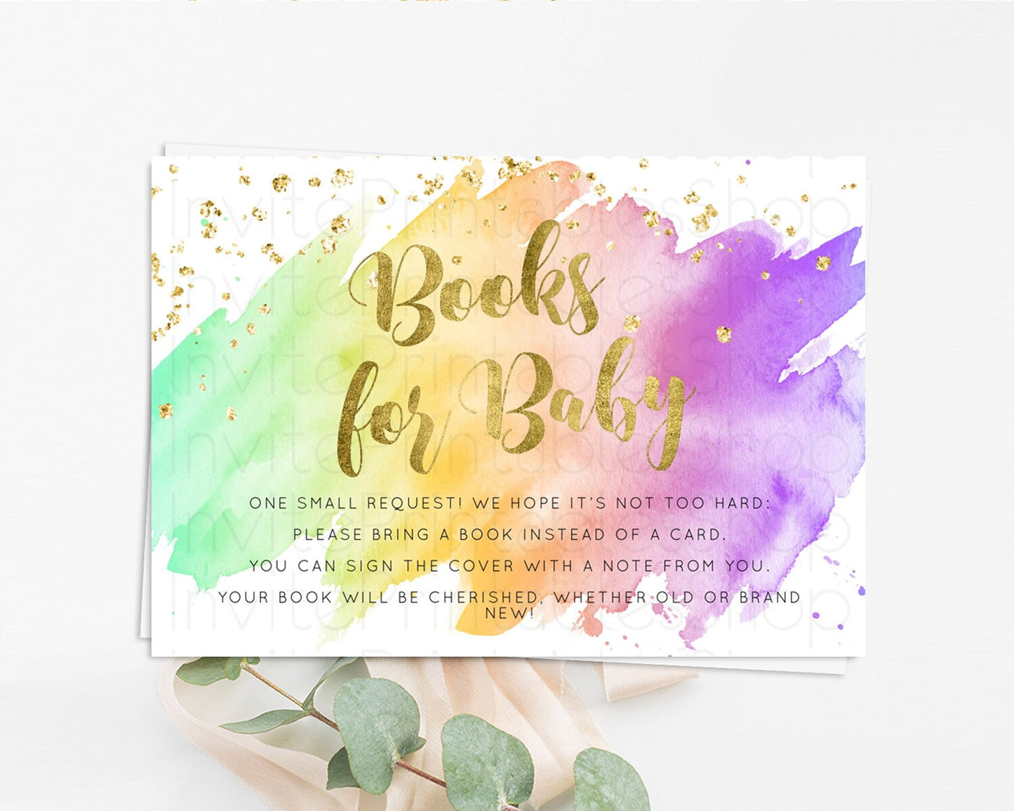 Pastel Books For Baby Card Pastel Rainbow Book Insert Colorful Ombre Watercolor Book Card Confetti Glitter Baby Book Poem Request D10517