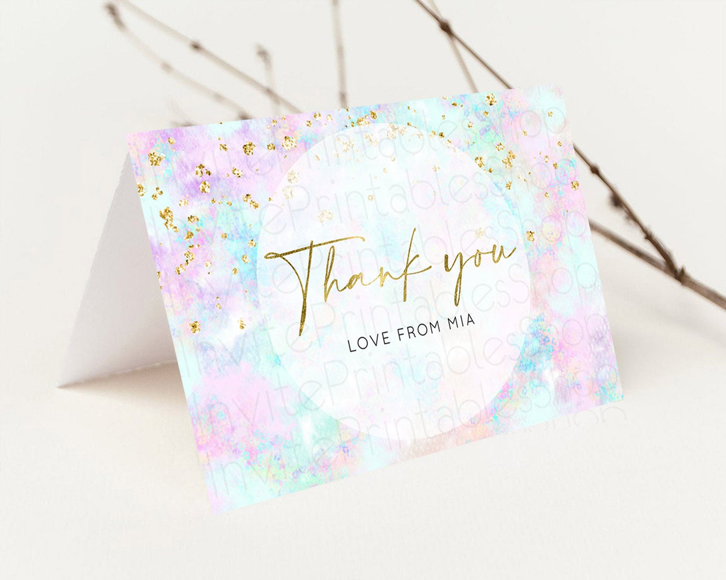 Pastel Thank You Rainbow Thank You Card Colorful Pastel Birthday Thank You Card Confetti Watercolor Pastel Teacher Thank You Cards D10652