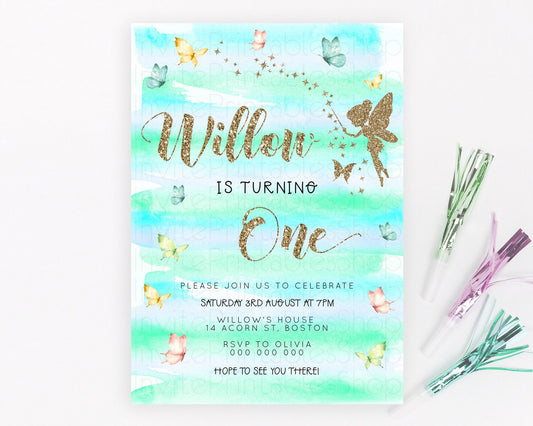 Editable Pastel Fairy Birthday Invitation Pastel Butterflies Fairy Birthday