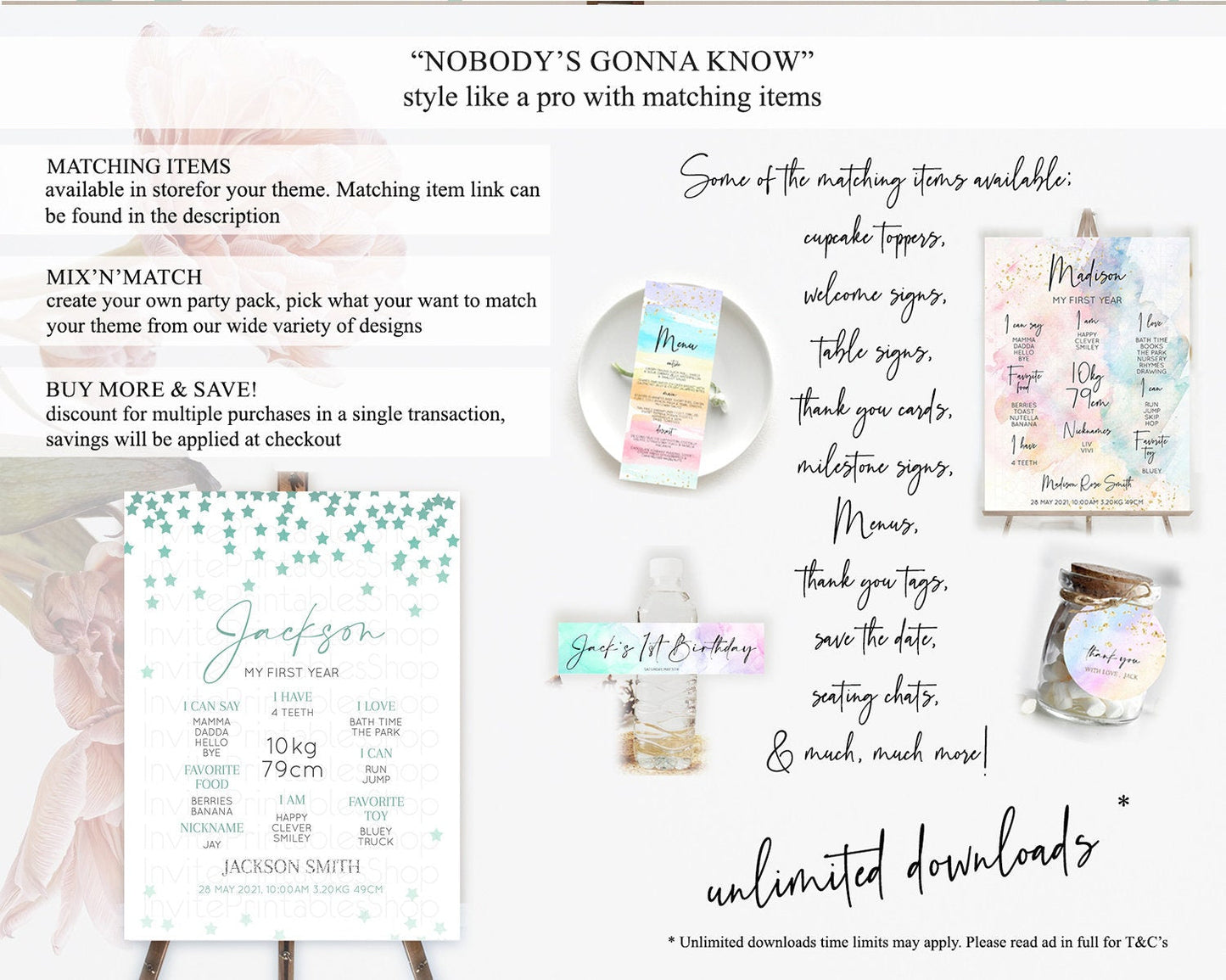 Star First Birthday Milestone Poster Pastel Stars Milestone Shooting Star Rainbow Colorful Confetti Twinkle Little Star 1st Birthday D10310