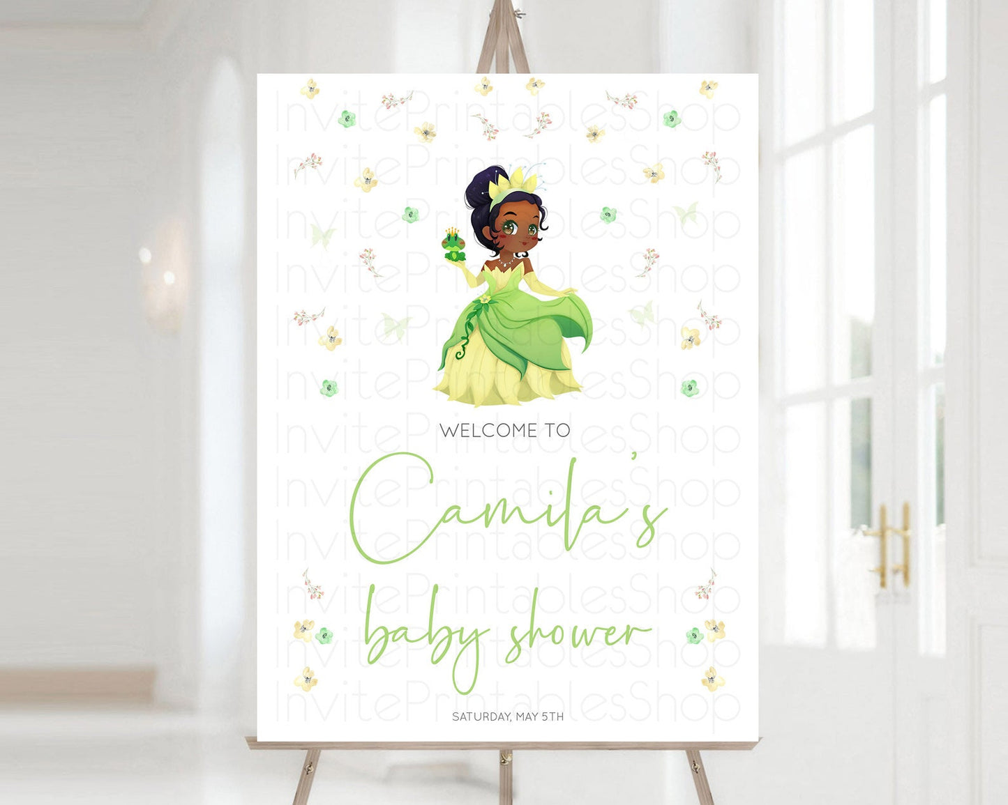 Princess Baby Shower Welcome Sign Castle Welcome Board Secret Garden Enchanted Castle Pastel Floral Garden Baby Shower Welcome Sign D10348