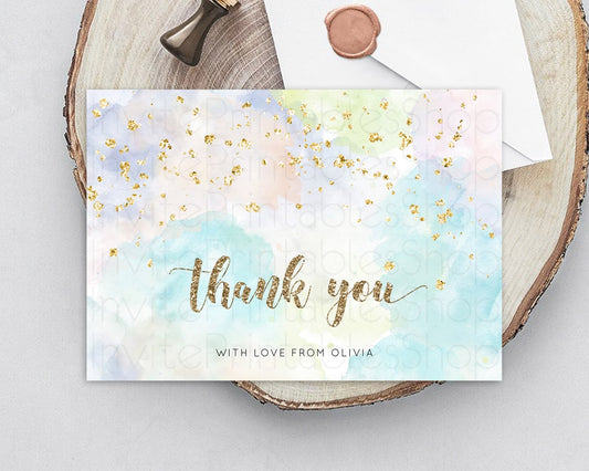 Editable Pastel Thank You Rainbow Thank You Card Colorful Pastel Birthday Th