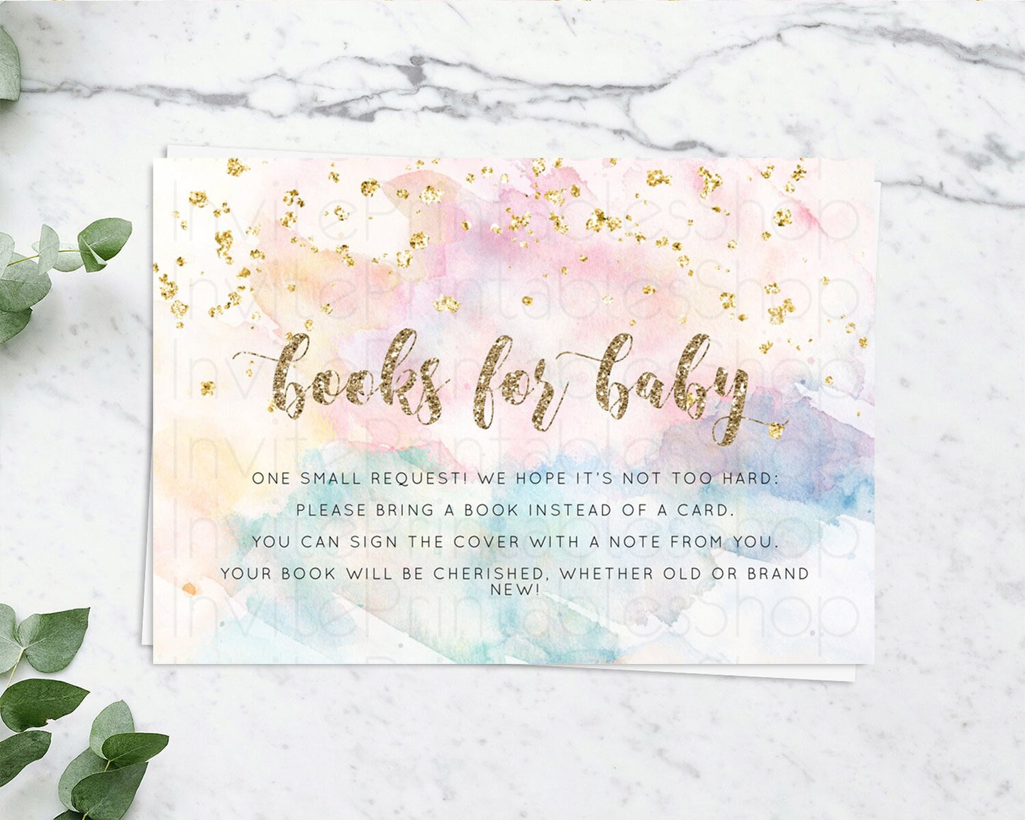 Pastel Books For Baby Card Pastel Rainbow Book Insert Colorful Ombre Watercolor Book Card Confetti Glitter Baby Book Poem Request D10264