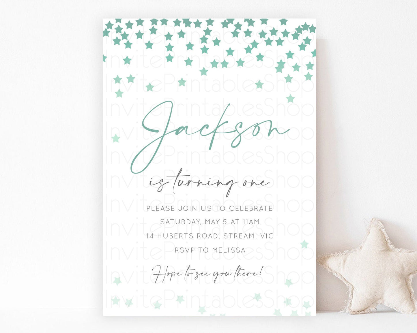 Star Birthday Invitation Pastel Stars Invite Shooting Star Party Rainbow Colorful Confetti Twinkle Little Star 2nd First Birthday D10310