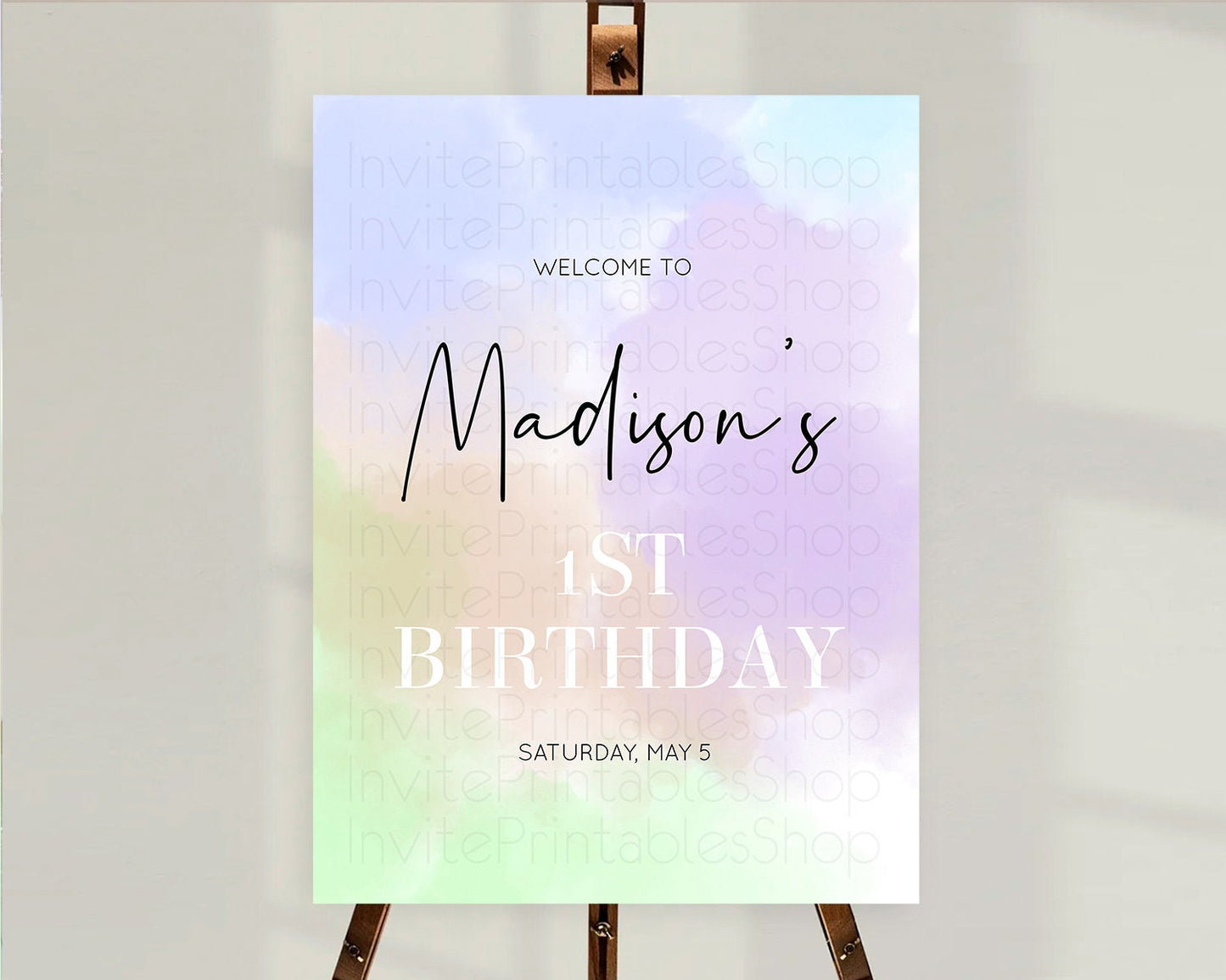 Pastel Welcome Sign Pastel Rainbow Welcome Sign Colorful Rainbow Confetti Watercolor Glitter Pastel First Birthday Welcome Sign D10371