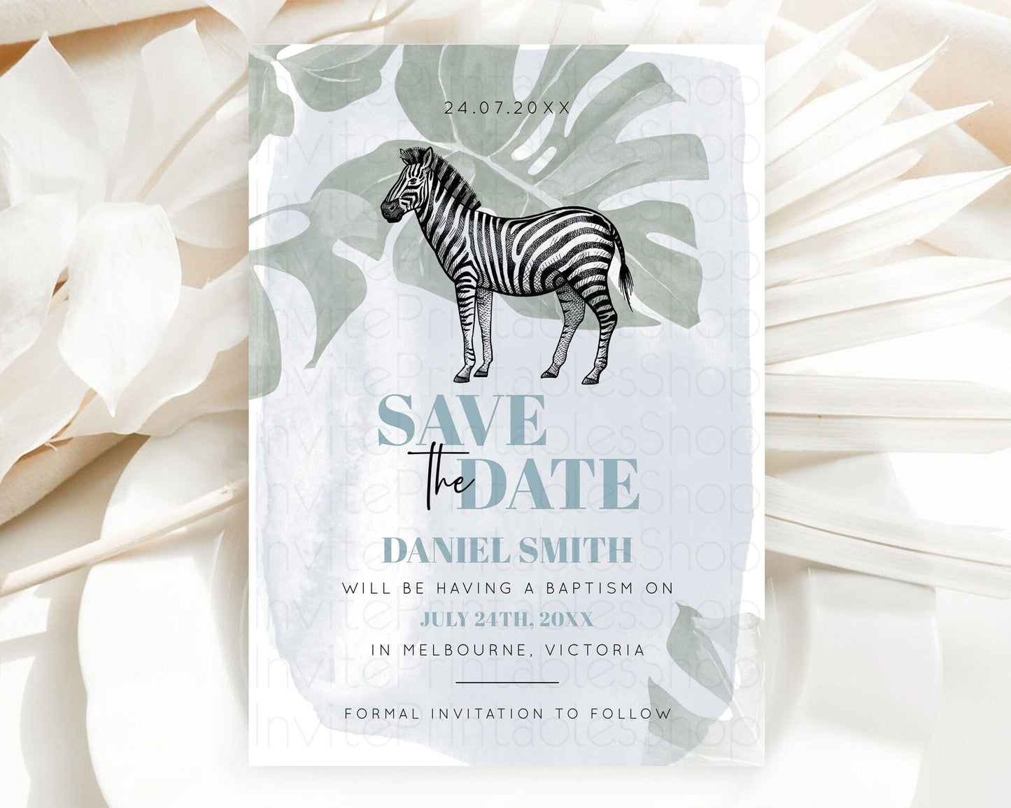 Zebra Save The Date Template Zebra Party Save The Date Safari Adventure Zebra Minimal Theme For 1st Birthday Baptism Baby Shower D10814