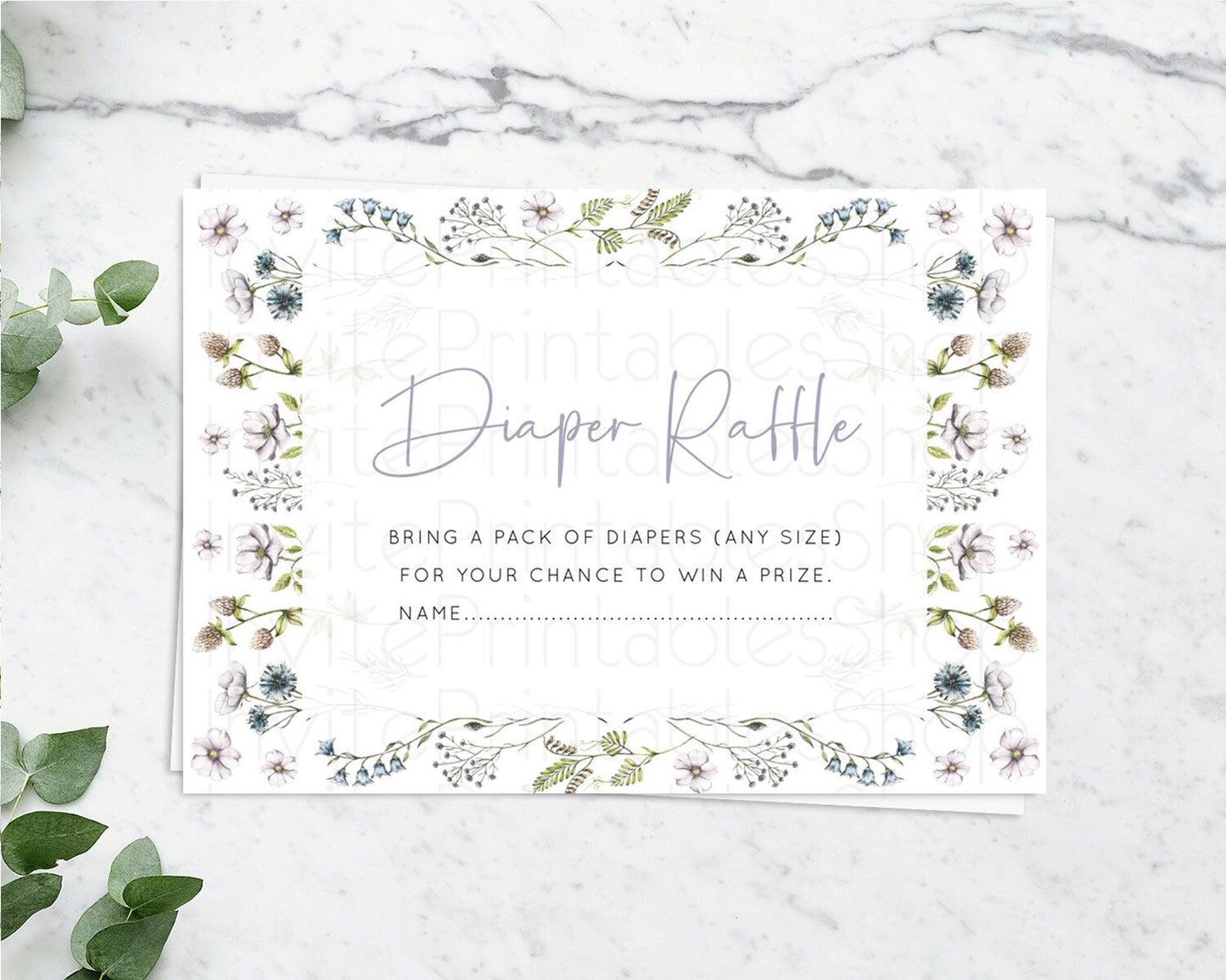 Secret Garden Diaper Raffle Card Boho Wildflower Diaper Raffle Insert Pastel Flower Garden Baby Shower Card Flower Raffle Game D10603