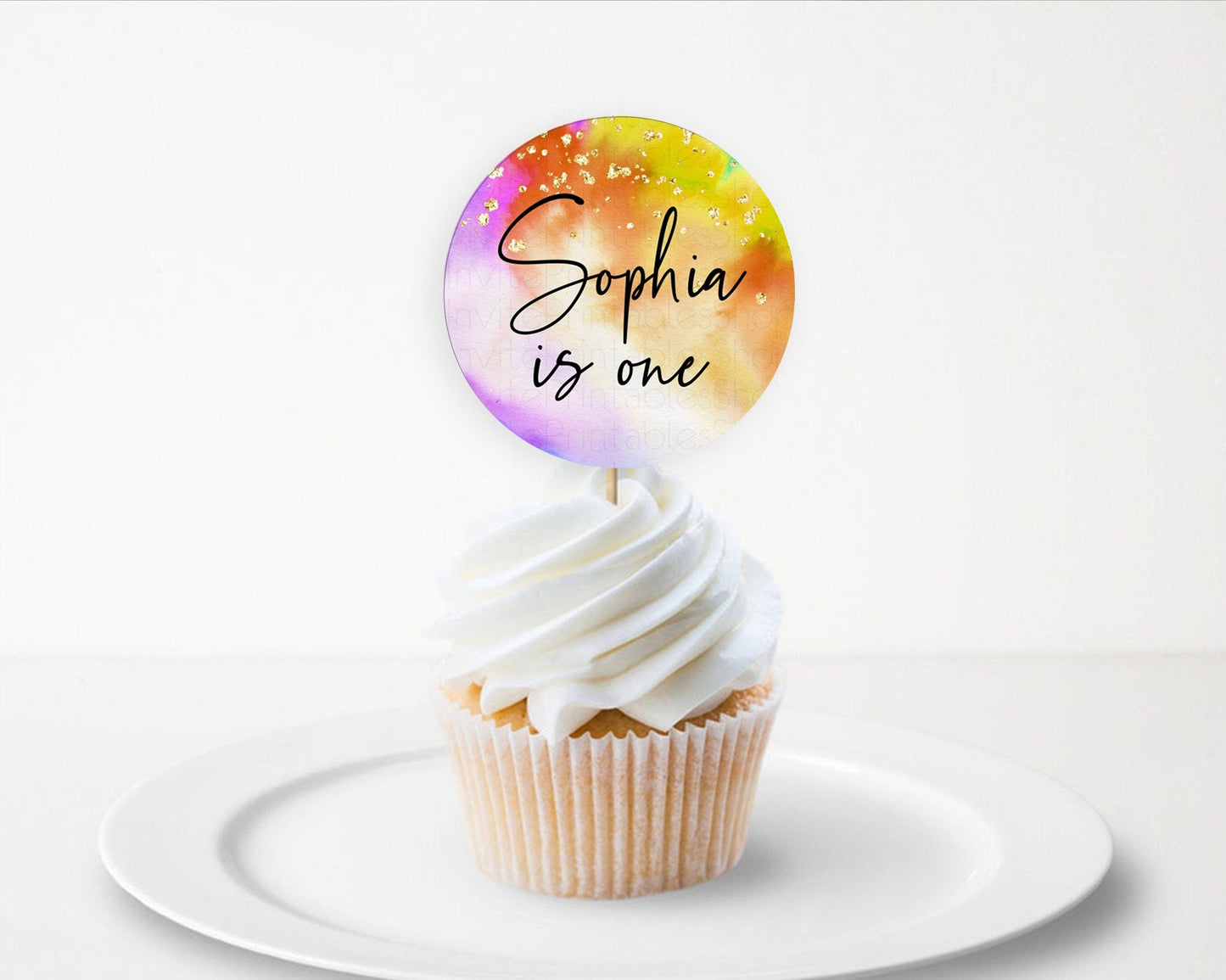 Tie Dye Cupcake Toppers Rainbow Tie Dye Cupcake Toppers Rainbow Colorful Cupcake Toppers Tie Dye Pastel Rainbow Party Cupcake Decor D10530