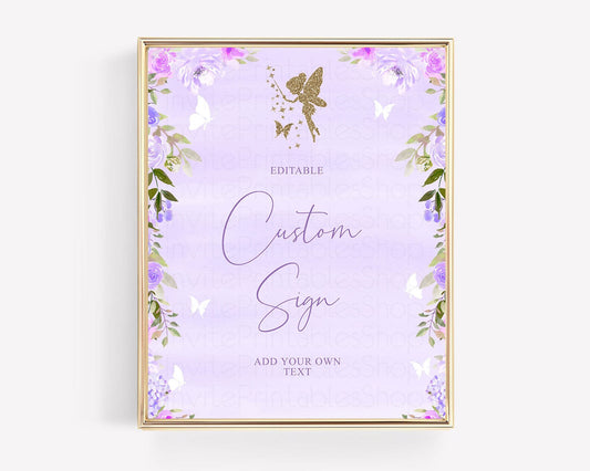 Editable Fairy Signs Pastel Cards Gifts Sign Floral Table Signs Diaper Sign