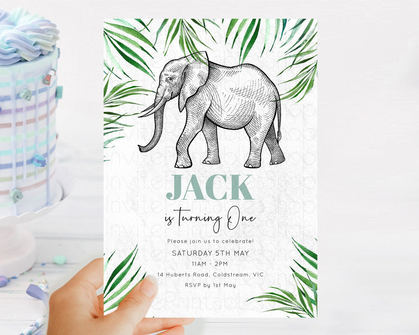 Elephant Birthday Invitation Elephant Invitation Elephant Birthday Safari Elephant Party TWO Wild ONE Jungle Adventure Zoo Birthday D10850