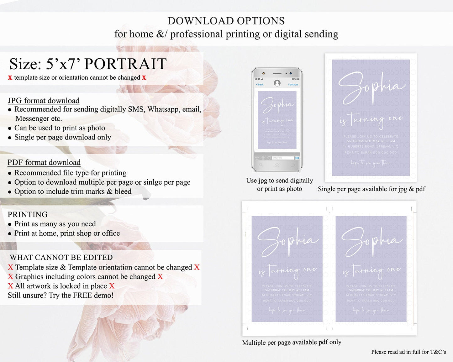 Purple Birthday Invitation Plain Purple Invites Minimalist Invitation Pastel Purple Invitation Modern Invites 2nd 1st First Birthday D10942