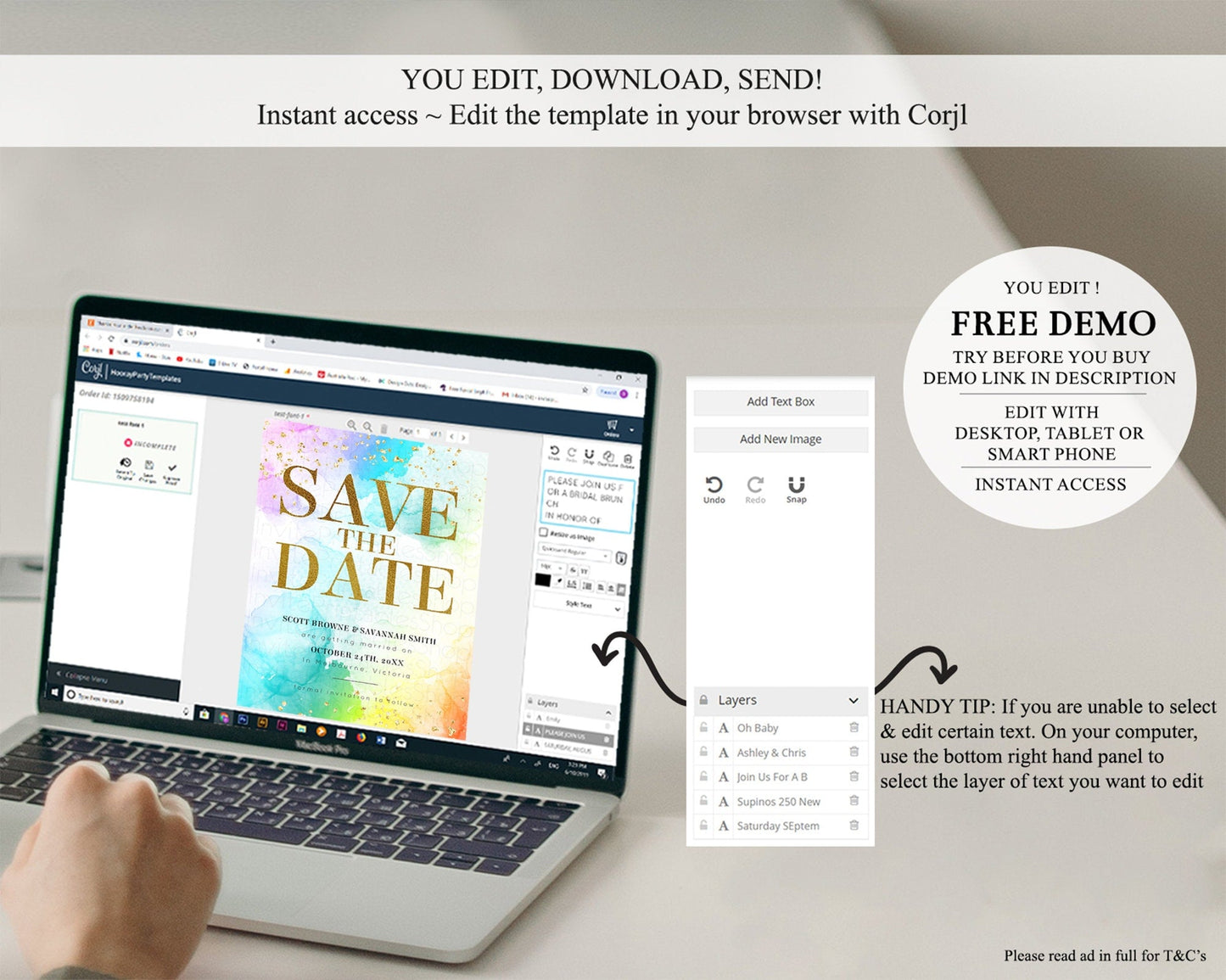Pastel Save The Date Template Pastel Ombre Rainbow Watercolor Colorful Party For Birthday Baptism Baby Shower Wedding Bridal Shower D10961