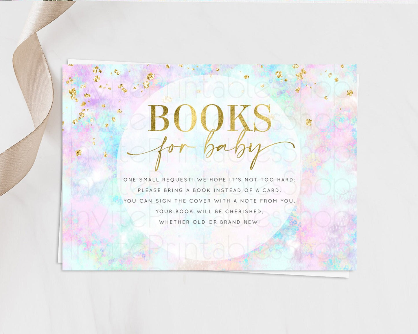 Pastel Books For Baby Card Pastel Rainbow Book Insert Colorful Ombre Watercolor Book Card Confetti Glitter Baby Book Poem Request D10652