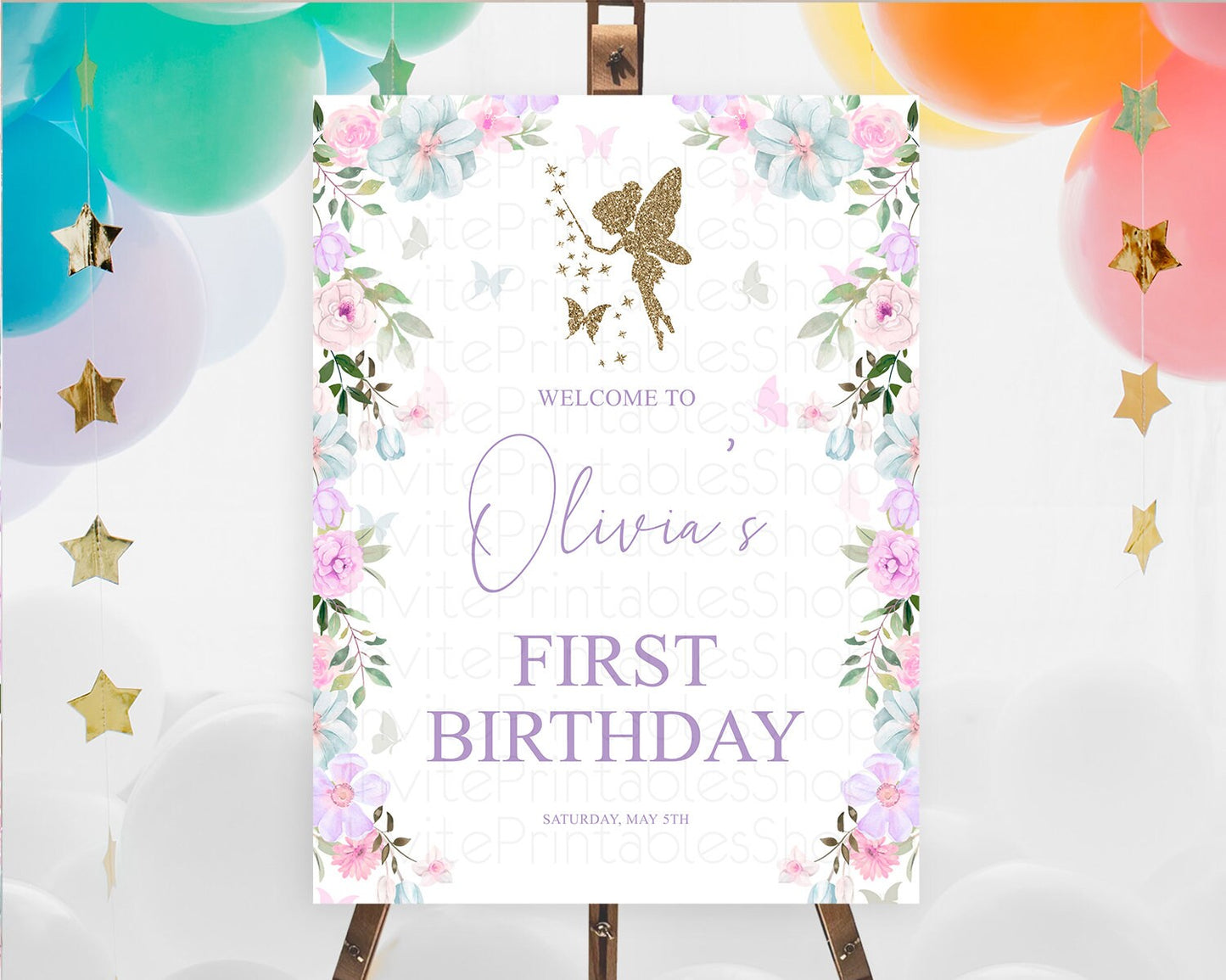 Fairy Welcome Sign Fairy Welcome Board Enchanted Garden Pastel Floral Butterfly Decor Secret Garden First Birthday Welcome Sign D10475