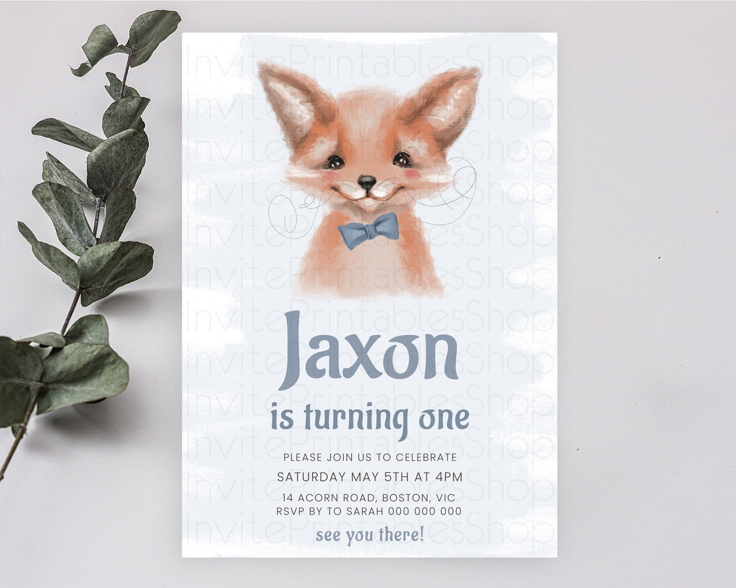 Fox Birthday Invitation Fox Invite Mr. Fox Birthday Baby Fox Party Forest Adventure Enchanted Woods Wild One 1st 2nd 3rd Birthday D10657