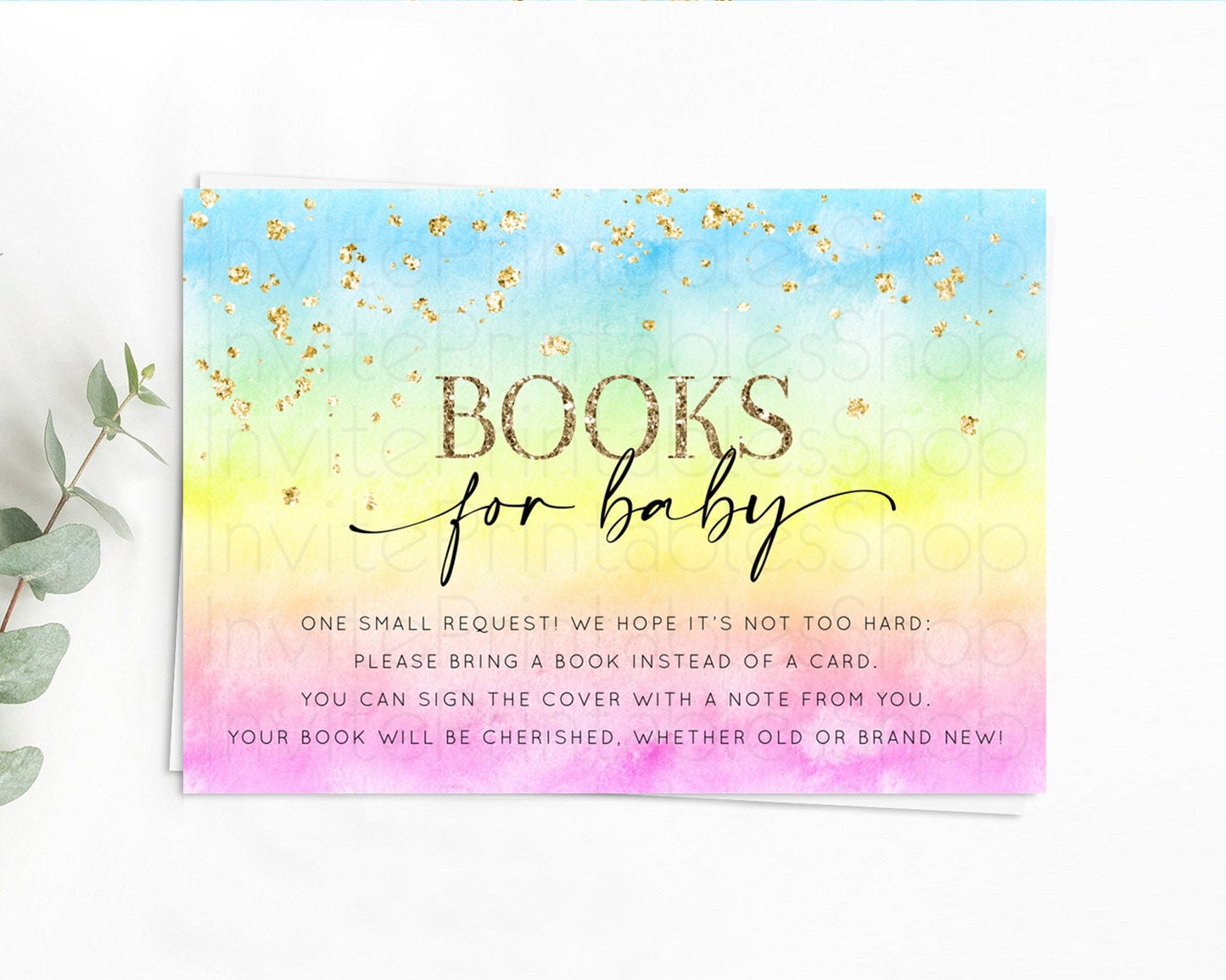 Pastel Books For Baby Card Pastel Rainbow Book Insert Colorful Ombre Watercolor Book Card Confetti Glitter Baby Book Poem Request D10483