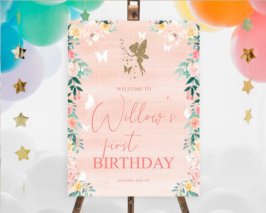 Editable Fairy Welcome Sign Fairy Welcome Board Enchanted Garden Pastel Flor