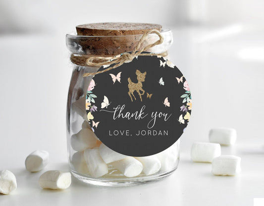 Editable Fawn Thank You Tags Deer Thank You Gift Tags Pastel Floral Deer Fav