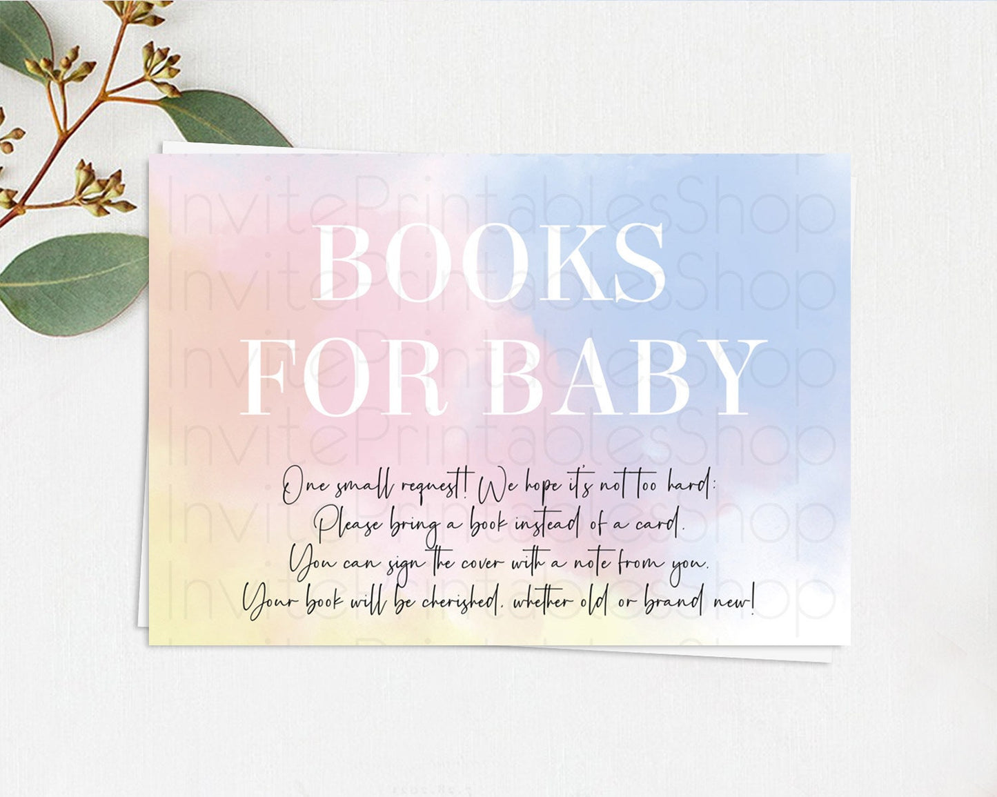 Pastel Books For Baby Card Pastel Rainbow Book Insert Colorful Ombre Watercolor Book Card Confetti Glitter Baby Book Poem Request D10373