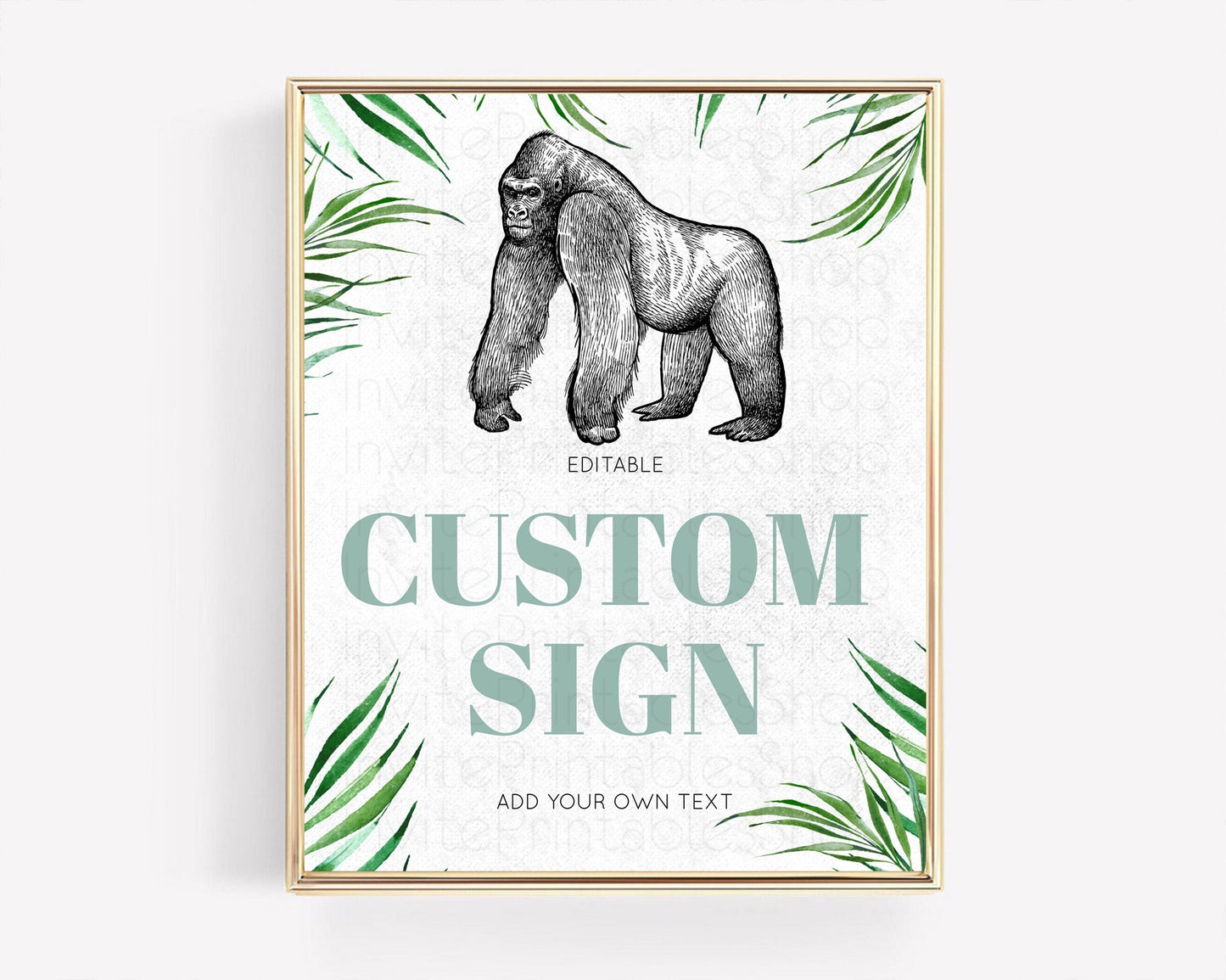 Gorilla Table Sign Decor Gorilla Party Sign Template Safari Adventure Gorilla Minimal Theme 1st Birthday Baptism Baby Shower D10846