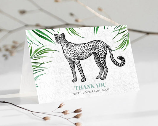Editable Cheetah Thank You Cheetah Thank You Card Cheetah Party Birthday Tha