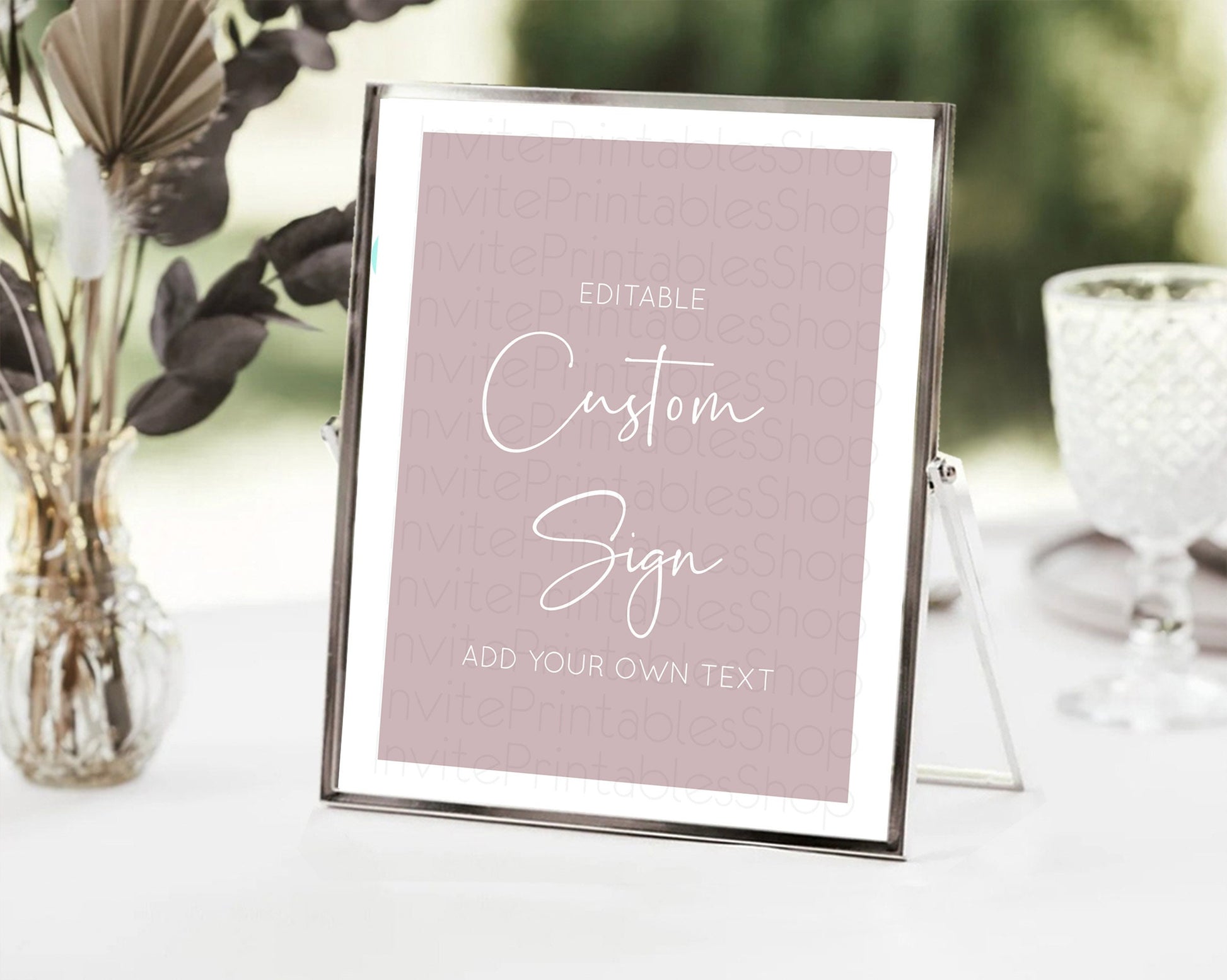Editable Minimalist Pink Sign Pink Table Sign Decor Simple Modern Pink Party