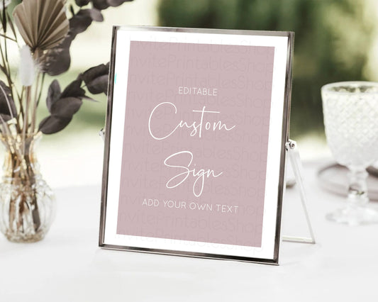 Editable Minimalist Pink Sign Pink Table Sign Decor Simple Modern Pink Party