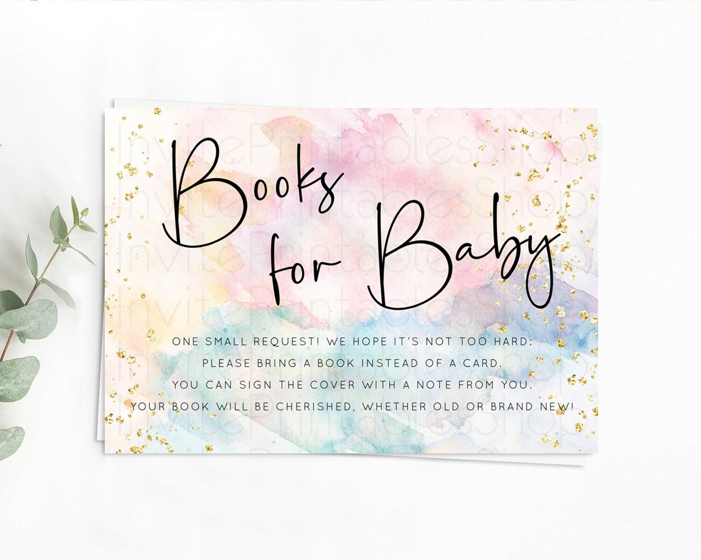 Pastel Books For Baby Card Pastel Rainbow Book Insert Colorful Ombre Watercolor Book Card Confetti Glitter Baby Book Poem Request D10263