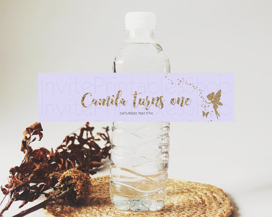 Editable Fairy Water Label Enchanted Garden Pastel Floral Butterfly Party De