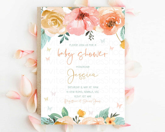 Editable Wildflower Baby Shower Invitation Secret Garden Baby Shower Invitat