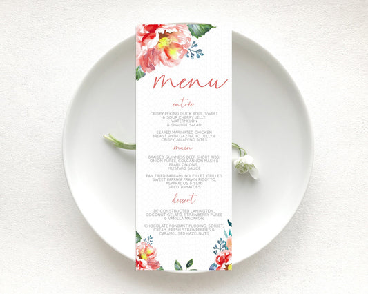 Secret Garden Menu Wildflower Menu Template Pastel Flower Garden Table Decor Boho Floral Dinner Dessert Floral Party Food Menu D10751