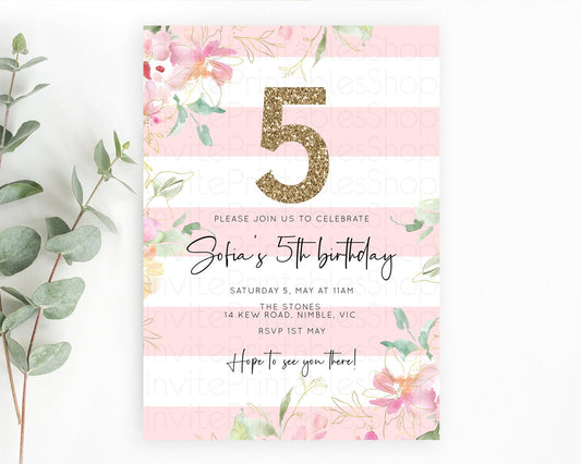 Editable Secret Garden Invitation Wildflower Birthday Invitation Pastel Flow