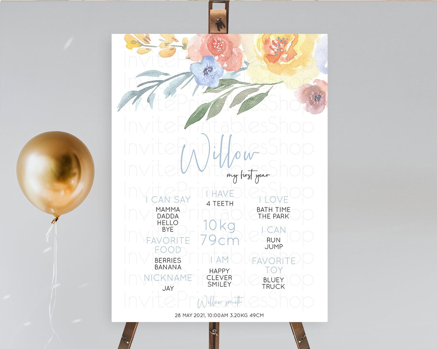 Secret Garden Milestone Board Wildflower First Birthday Milestone Poster Pastel Flowers Milestone Boho Wildflower 1st Birthday Sign D10186