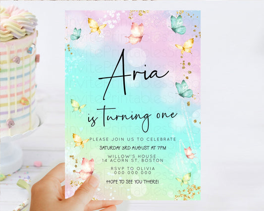 Editable Pastel Butterfly Birthday Invitation Butterfly Birthday Invitation