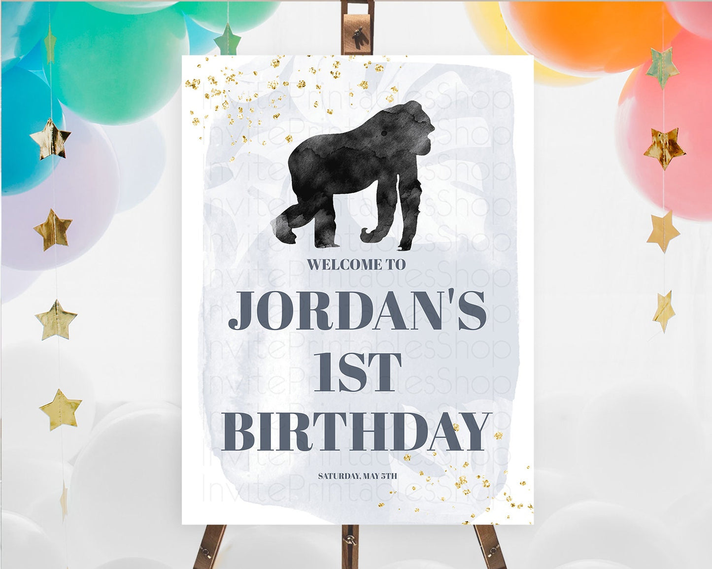 Gorilla Welcome Sign Gorilla Welcome Board Gorilla Party Welcome Poster Safari Adventure Decor Gorilla First Birthday Welcome Sign D10443